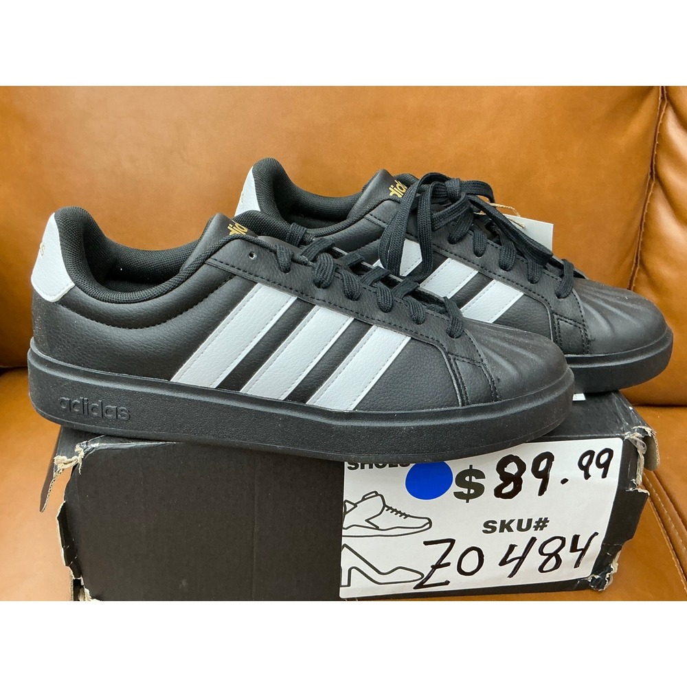 Adidas Streettalk Sneaker Womens 9 Black Excellent Low Top  Gold Logo - Picture 7 of 8